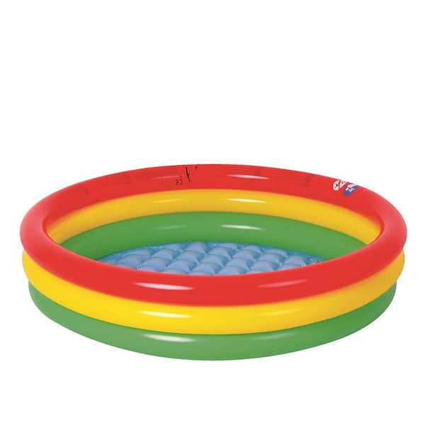 Pool Central Round 59 in. Red Yellow and Green Inflatable Kiddie Swimming Pool