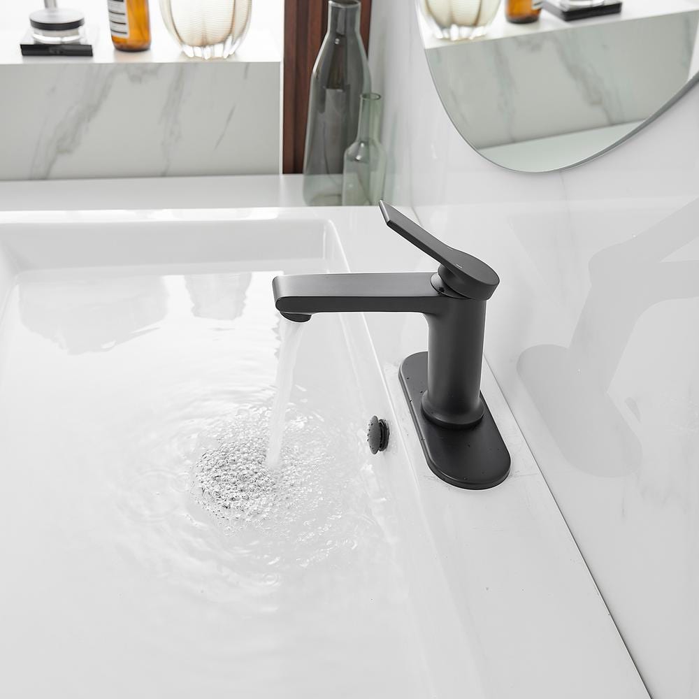 Matte Black Single-Handle Bathroom Faucet with Nickel Finish