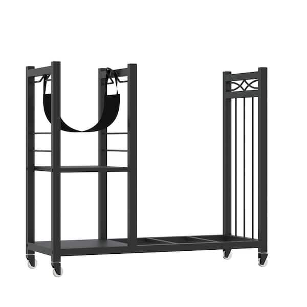 Cesicia 31 in. Heavy-Duty Outdoor Firewood Rack with Wheels