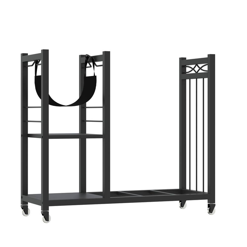 31 in. Heavy-Duty Outdoor Firewood Rack with Wheels