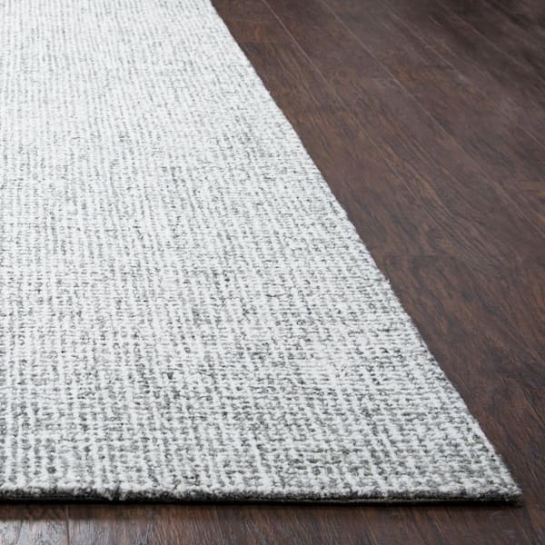 Unbranded - London Gray/Ivory 3 ft. x 8 ft. Solid Wool Runner Rug