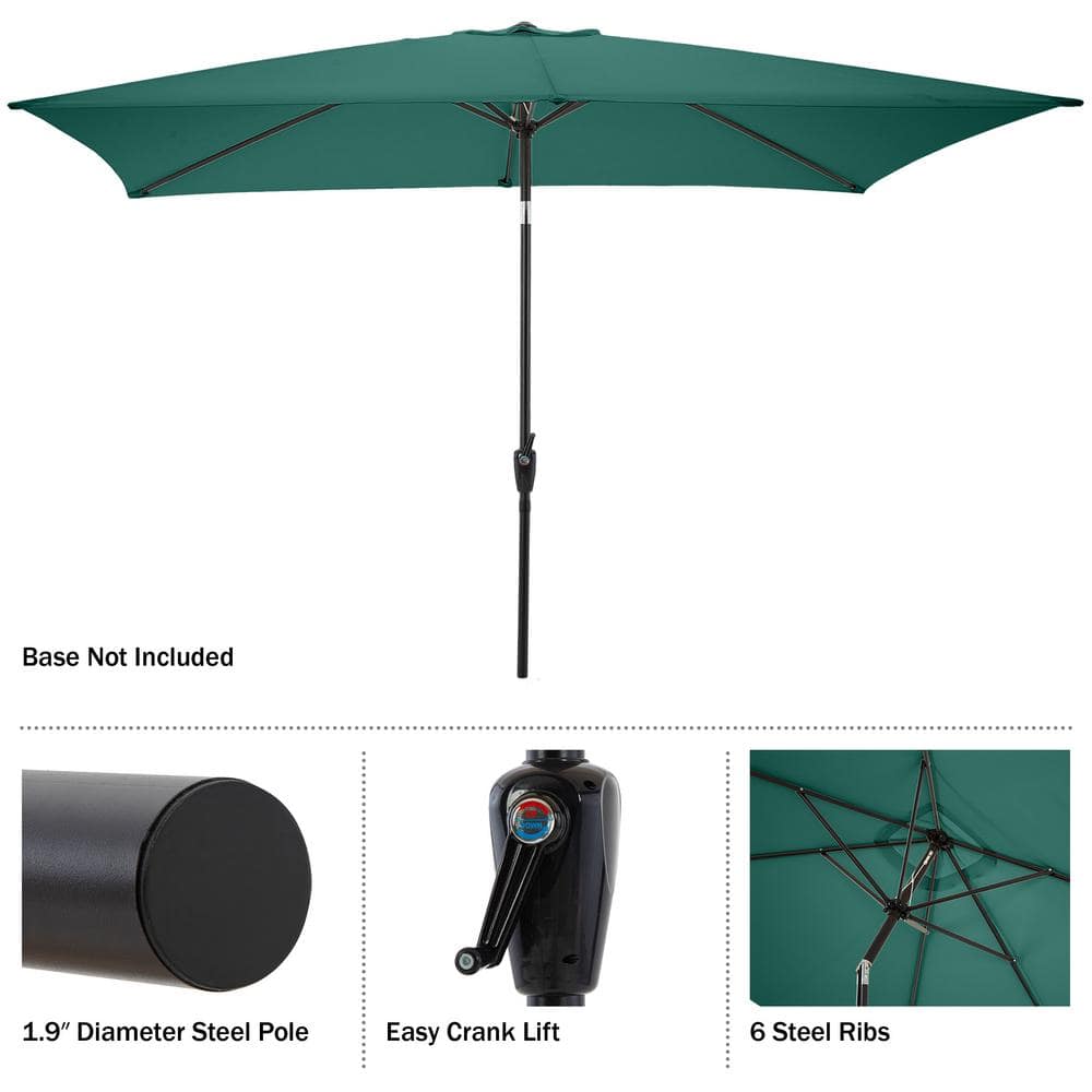 Hunter Green 10' Rectangular Steel Market Patio Umbrella