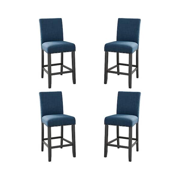 NEW CLASSIC HOME FURNISHINGS New Classic Furniture Crispin Marine Blue Polyester Fabric Counter Side Chair with Nailhead Trim (Set of 4)