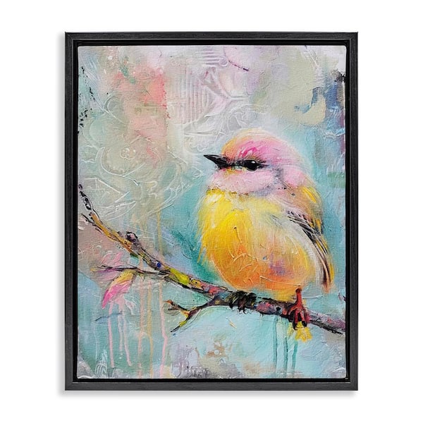 Stupell Industries Soft Pastel Bird by RileyB Black Floater Frame Animal Graphic Art Print 21 in. x 17 in.