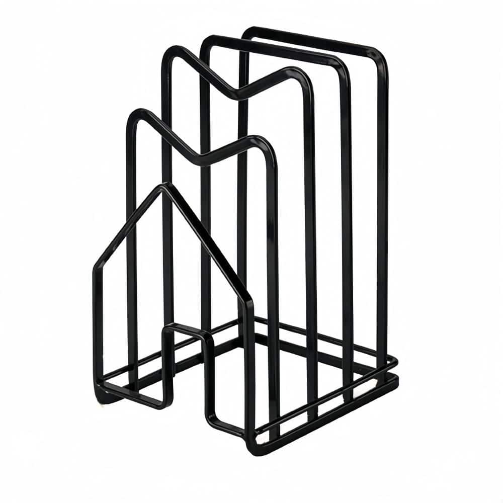 Cutting Board Rack with Drawer Organizer Stand for Chopping Boards, Pan Lids, and Kitchen Countertop Organizing, Black