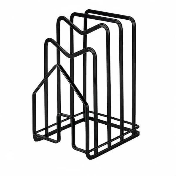 Cutting Board Rack with Drawer Organizer Stand for Chopping Boards, Pan Lids, and Kitchen Countertop Organizing, Black