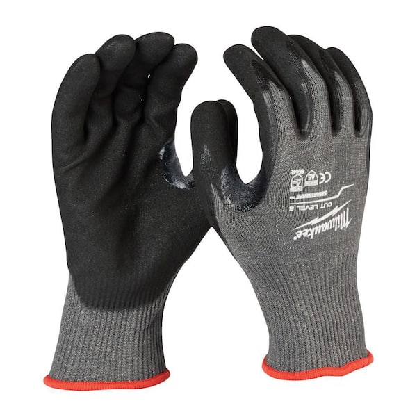 Milwaukee Large Gray Nitrile Level 5 Cut Resistant Dipped Work Gloves  48-22-8952 - The Home Depot