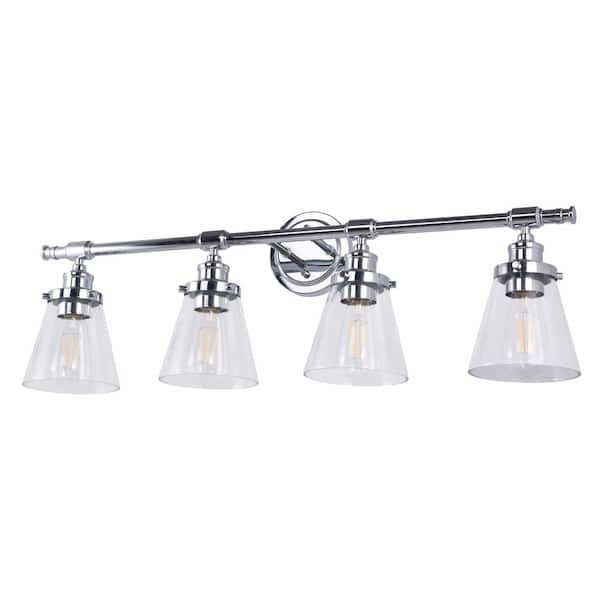 Unbranded 4-Light Chrome Vanity Light Clear Glass