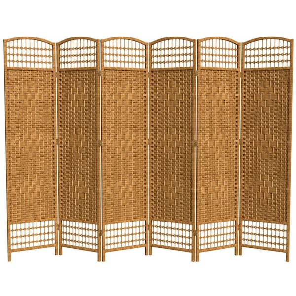 Oriental Furniture 5.5 ft. Light Beige 6-Panel Room Divider