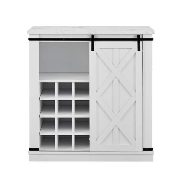 FESTIVO White Wood Bar Wine Cabinet with Brushed Nickel Knobs FWC20103 -  The Home Depot