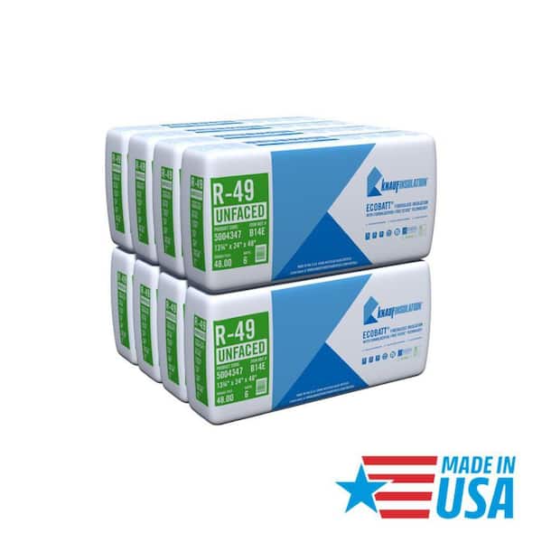 Knauf Insulation R-49 EcoBatt Unfaced Fiberglass Insulation Batt 24 in. x 48 in. x 13-3/4 in. (8-Bags)