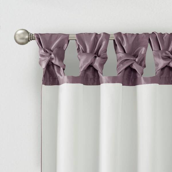 Madison Park Natalie Purple Solid Polyester 50 In W X 84 L Room Darkening Twisted Tab Curtain With Lining Mp40 3552 The
