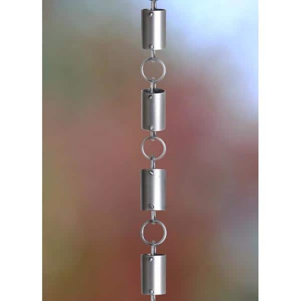 Pewter Aluminum Cylinder Rain Chain for Gutters