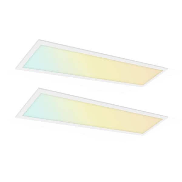 2-Pack 1 ft. x 4 ft. 4400 Lumens Dimmable White Integrated LED Flat Panel Troffer Light with Emergency Battery Backup