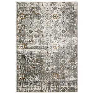 Galleria Ivory 4 ft. x 6 ft. Distressed Oriental Polyester Indoor Area Rug