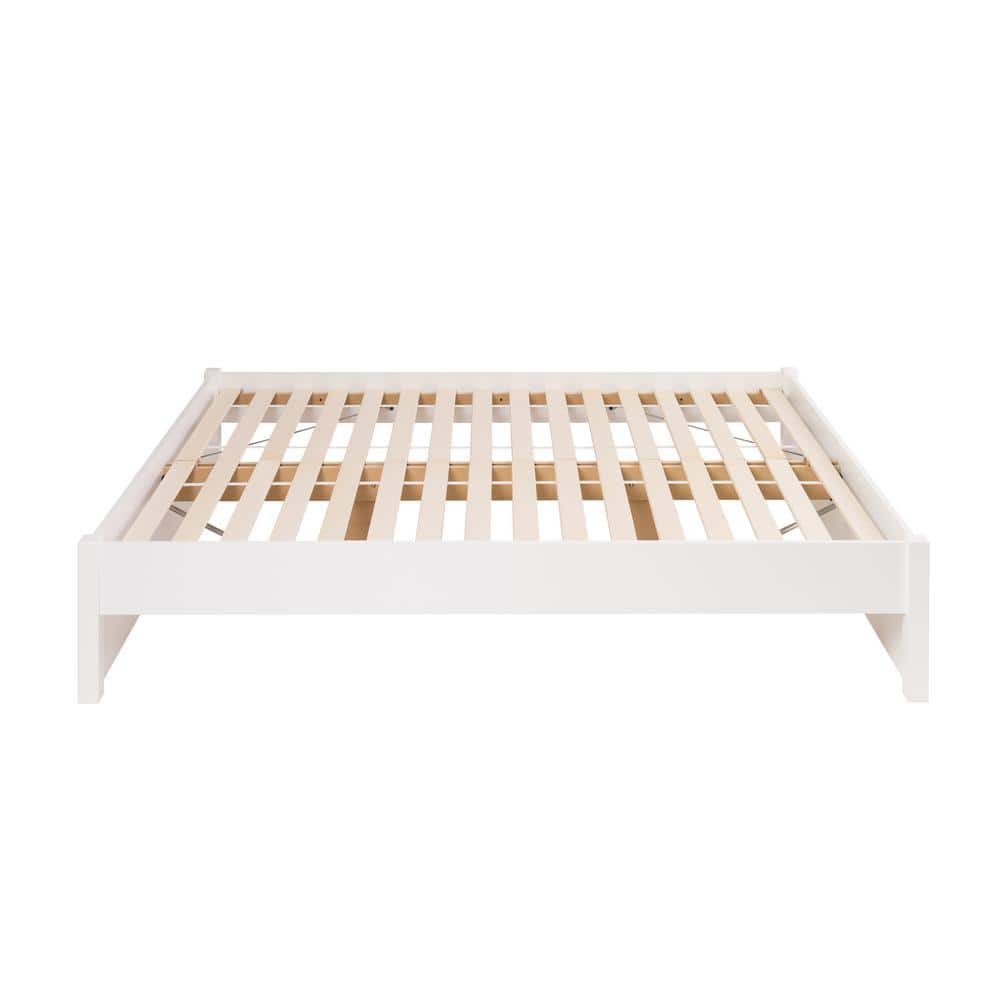 Elegant Queen Platform Bed with 4 Storage Drawers - White Finish