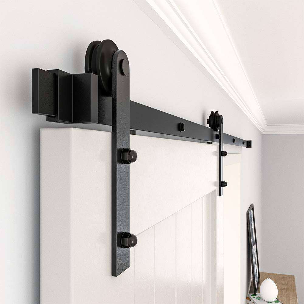 60-inch Matte Black Steel Sliding Barn Door Hardware Kit