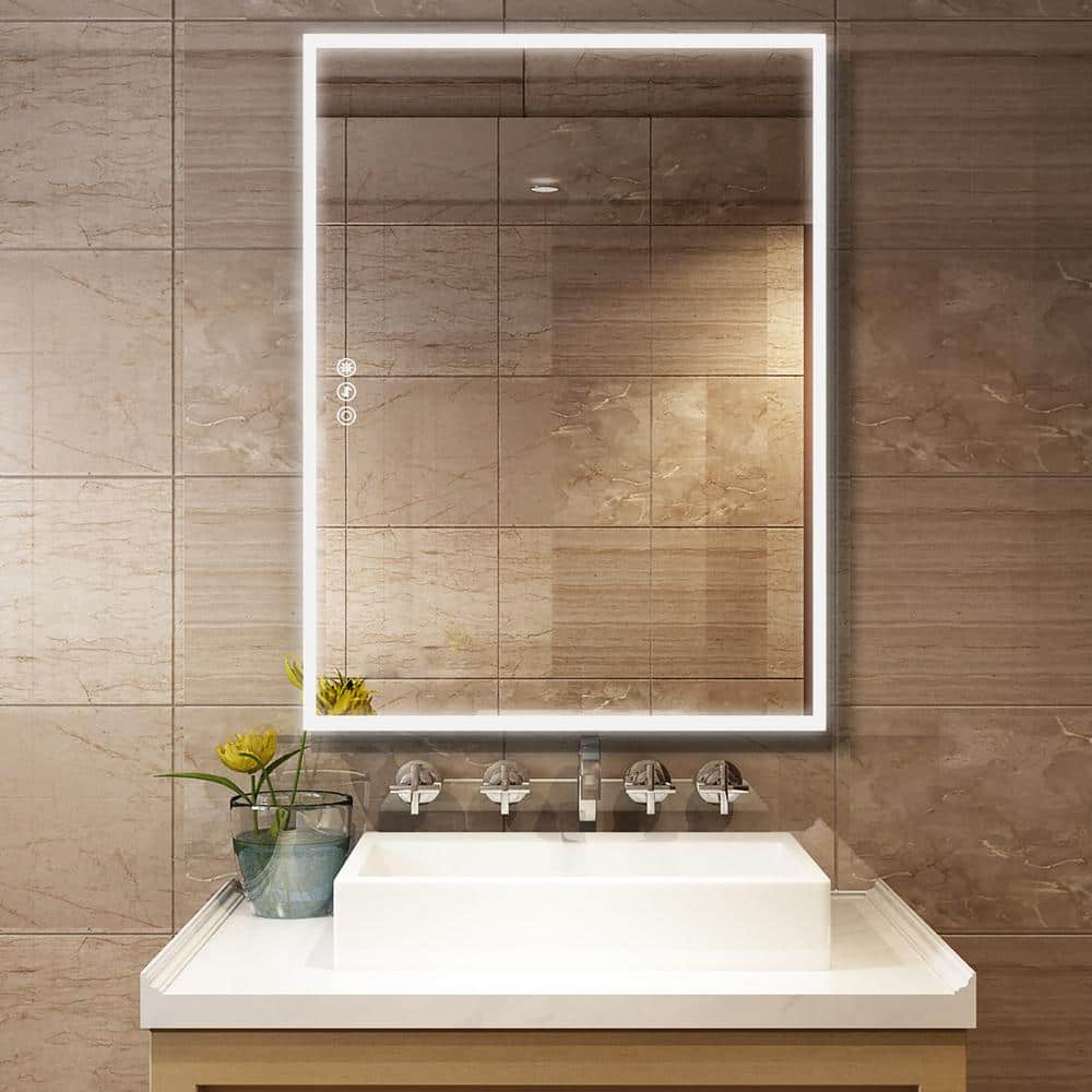 Boyel Living 36 In W X 48 In H Frameless Rectangular Led Light Bathroom Vanity Mirror In Clear Kf Xsj 4836mc The Home Depot