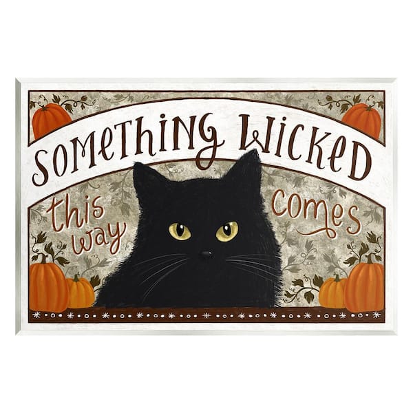 Stupell Industries Something Wicked Black Cat by Raquel Maciel 1-Piece Unframed Graphic Print Animal Poster Art Print 15 in. x 10 in.
