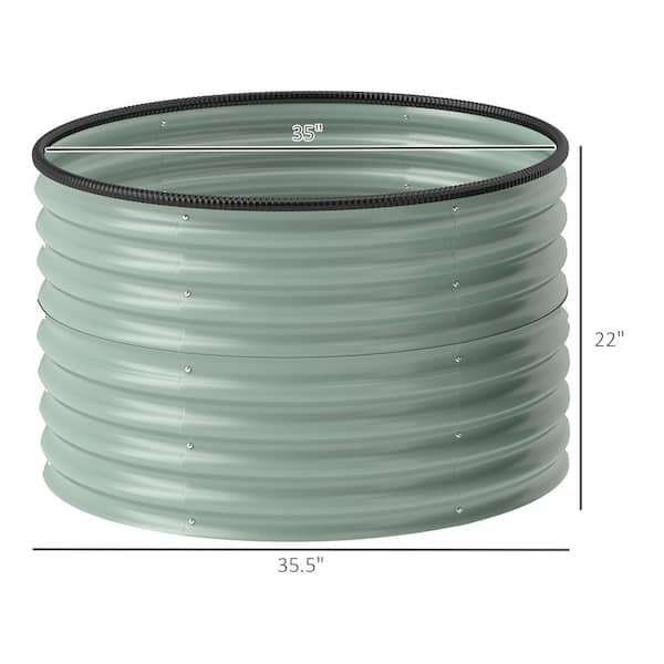 Outsunny - Galvanized Steel Raised Garden Bed, Set of 2 Planter Box with Safety Edging, Easy-to-assemble, Light Green