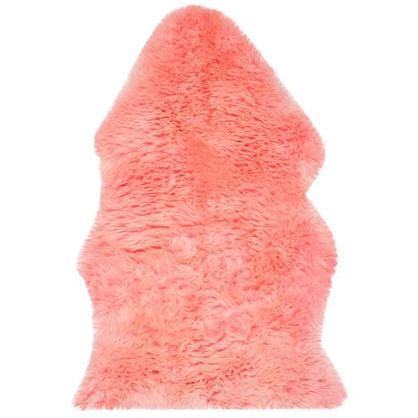 Sheep Skin 2 ft. x 3 ft. Solid Pink Solid Color Gradient Area Rug