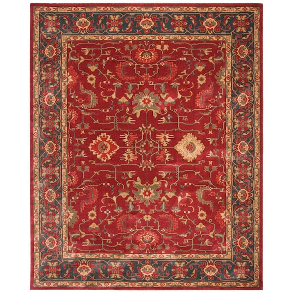Mahal Red/Navy 8 ft. x 10 ft. Border Area Rug