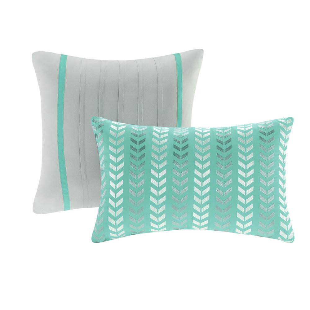 Teal and Gray Microfiber Twin Reversible Comforter Set