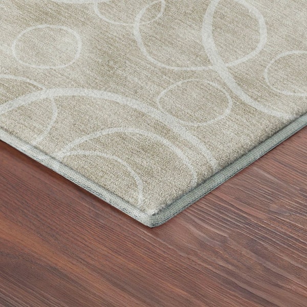 Mayfield Premium Machine Washable Abstract AMF2407 Beige 5 ft. x 7 ft. 6 in. Area Rug