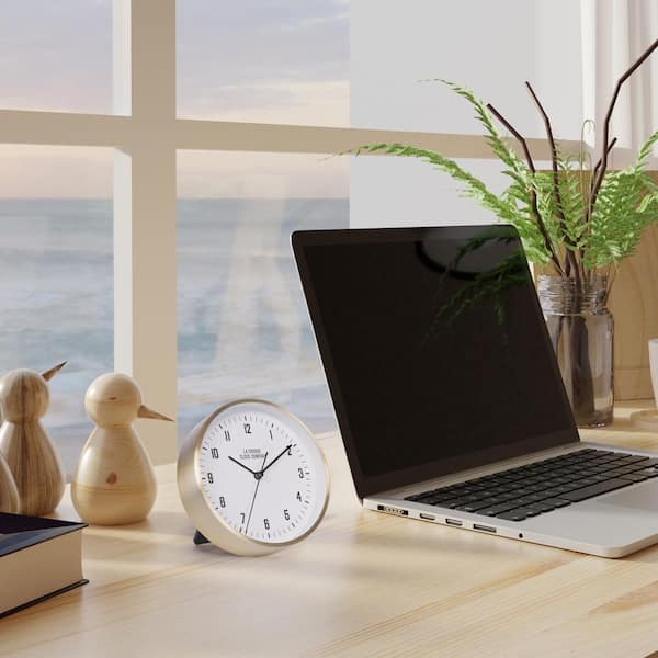 La Crosse Clock 6 in. Wells Brass-Finish Metal Wall/Table Quartz