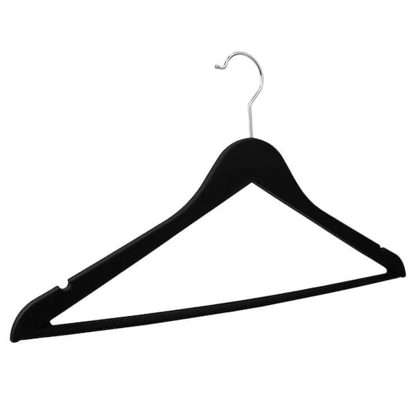 Black Flocked Slimline Huggable Shirt Hanger with Notches - 17 3/8