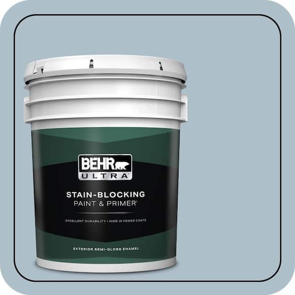 BEHR ULTRA 5 gal. #570E-3 Liberty Gray Semi-Gloss Enamel Exterior Paint & Primer