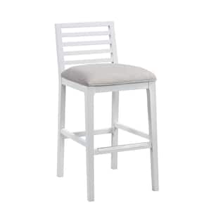 Siri 40.25 in. White/Gray Standard Back Solid Wood Bar Stool with Fabric Seat