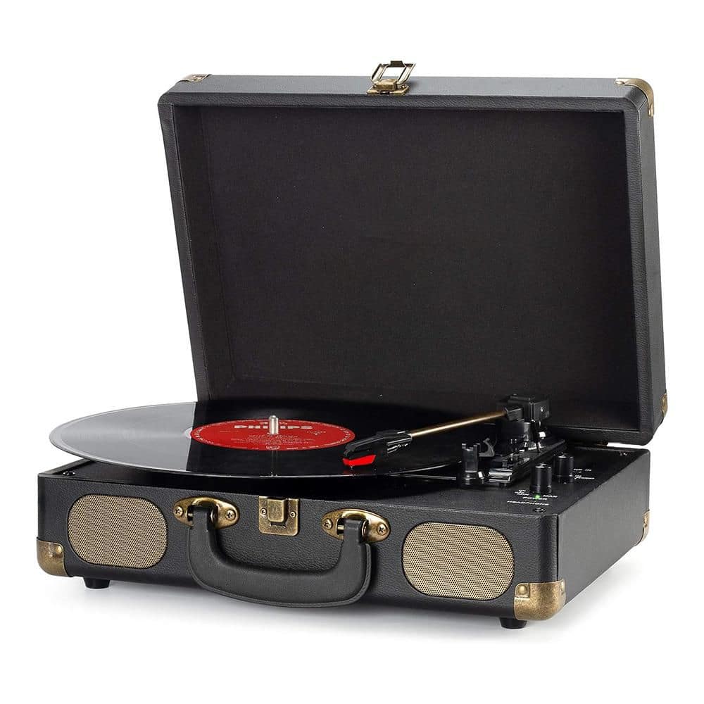 Vintage Vinyl Record Player with Built-in Speakers, 3-Speed Turntable, Blue
