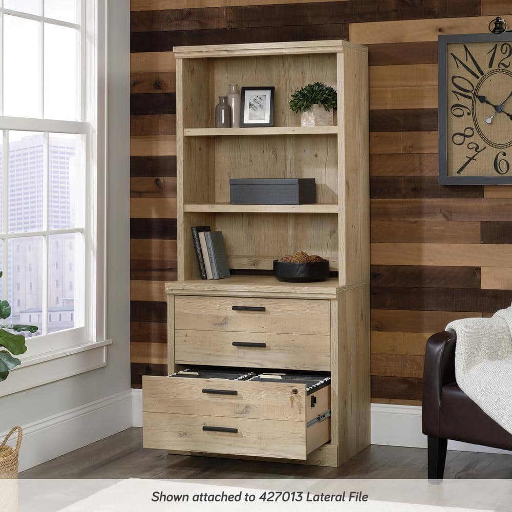 Prime Oak Adjustable 2-Shelf Library Hutch with Doors