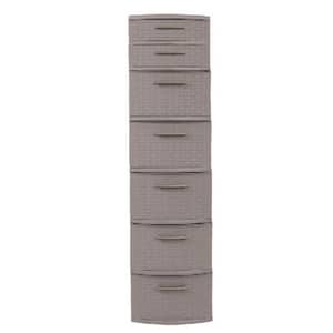 12.5 in. W x 47.2 in. H x 14.5 in. D 7-Drawer Resin Storage Freestanding Cabinet in Taupe