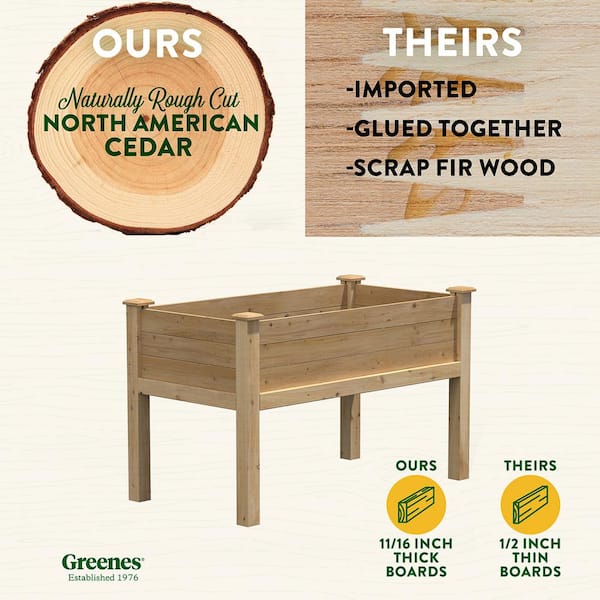 Greenes Fence - 48 in. L x 24 in. W x 31 in. H Original Cedar Elevated Garden Bed
