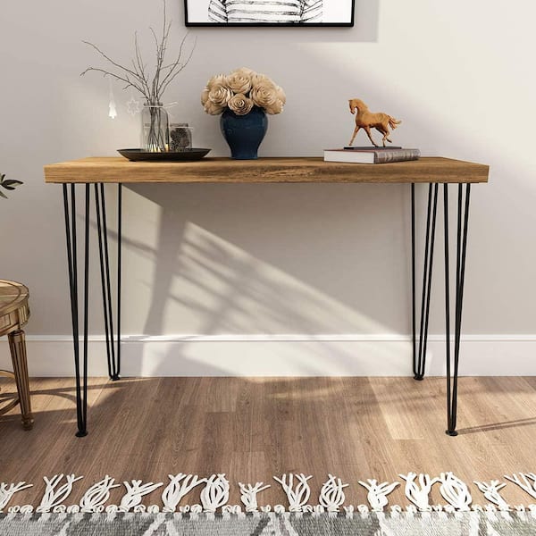 34 in. Black Coating Metal Bench Legs Hairpin Table Legs for Furniture Feet (Set of 4-Pack, 3-Rod Black)