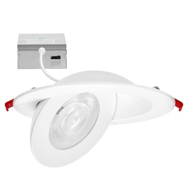 6 in. Adjustable Slim Recessed LED Floating Gimbal Downlight, 1100 Lumens, 5 CCT Color Selectable 2700K-5000K
