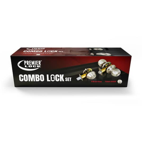 Door Knob Combo Lock Set with Deadbolt and 6 Keys Stainless Steel