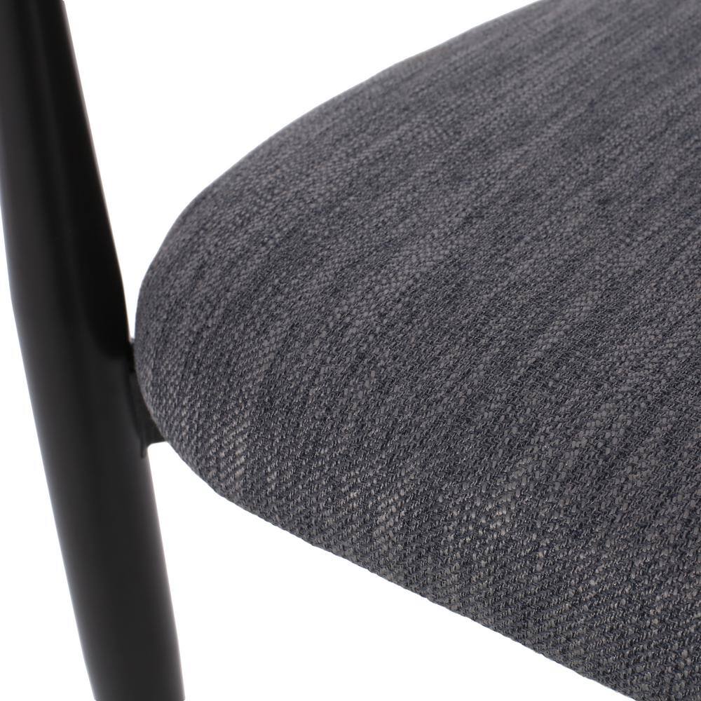 Gray Upholstered Metal Dining Chairs with Gold Detailing, Set of 2