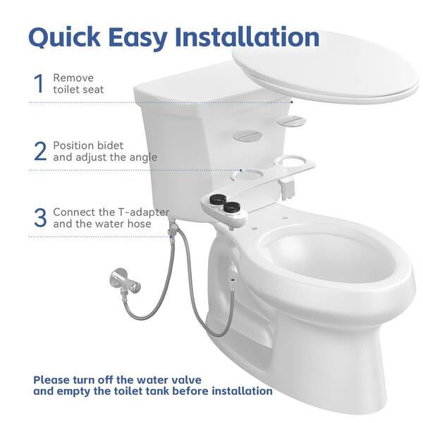 BIEAR Bidet Attachment For Toilet, Ultra-Slim Dual Nozzle Bidet Attachment Adjustable Water Pressure Non Electric Fresh Cold Water Bidet Toilet Seat Attachment For Feminine And Posterior Wash Black - View #6
