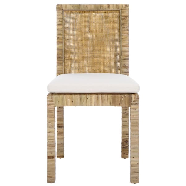 Tojo White/Gray 15.74 in. Rattan Dining Chair Set of 2