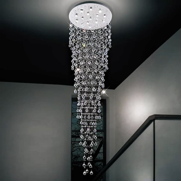 Rain Drop 16 Light Flush Mount With Chrome Finish