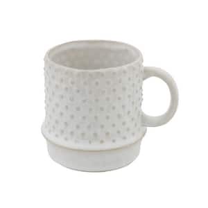 10 oz. White Stoneware Mug with Hobnail Pattern (Set of 12)