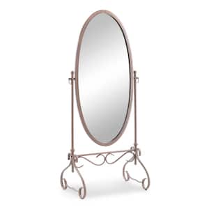 Clarisse 27.9 in. W x 63 in. H Modern Cheval Oval Framed Sleek Metal Dark Bronze Mirror