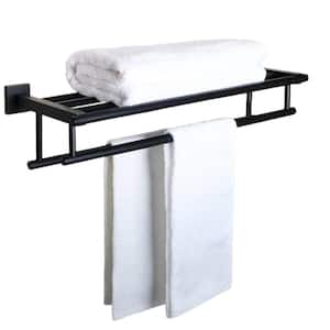 Alise Towel Rack, 24 in. Wall Mounted Towel Bar with Double Bars for Bathroom, Stainless Steel Matte Black
