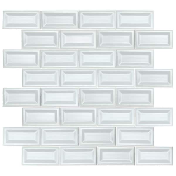 MSI White Glossy Inverted Beveled 3 in. x 6 in. Glossy Ceramic Wall Tile (1 sq. ft. / case)