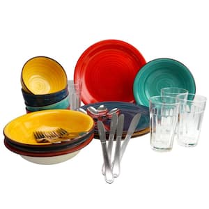 Color Speckle 28-Piece Casual Assorted Colors Stone Dinnerware Set (Service for 4)