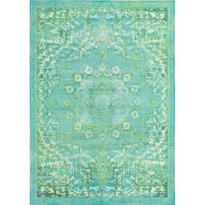 Renaissance Roma Spring Green 7 ft. x 10 ft. Machine Washable Area Rug