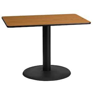 24 in. x 42 in. Rectangular Black and Natural Laminate Table Top with 24 in. Round Table Height Base